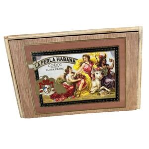 Empty Wood Cigar Box La Perla Habana Cobre Slide Top Craft Storage Pencil Stash